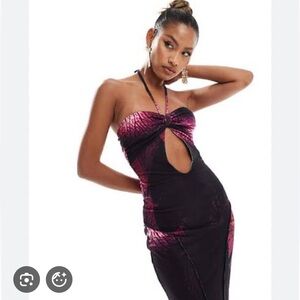 Murci Asymmetrical Cutout Bodycon Dress | Y2K Club | Black & Pink | Size 4